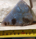 Malawi Blue Chalcedony lapidary lightly tumbled rough 2.3 oz dendritic plate - radiantrocksct