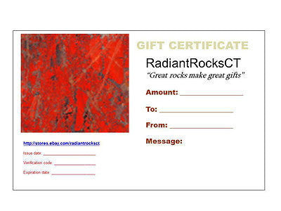 Gift Certificate - Display, cabochons, slabs or Rough - Special $50 gift for $45 - radiantrocksct