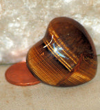 Gold Tiger's Eye Heart 17.6 gr double sided cabochon or desk stone or grid - radiantrocksct