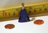 Afghan Lapis Lazuli 43 carat dark blue and gold pyrites pendant w/ Silver bail - radiantrocksct