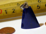 Afghan Lapis Lazuli 43 carat dark blue and gold pyrites pendant w/ Silver bail - radiantrocksct