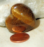 Gold Tiger's Eye Heart 16.4 gr double sided cabochon or desk stone or grid - radiantrocksct