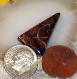 Koroit Boulder Opal triangular Cabochon potch, red pin and patterns - radiantrocksct