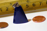 Afghan Lapis Lazuli 43 carat dark blue and gold pyrites pendant w/ Silver bail - radiantrocksct