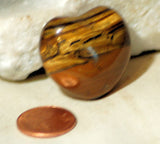 Gold Tiger's Eye Heart 21.7 gr double sided cabochon or desk stone or grid - radiantrocksct
