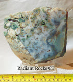 Madagascar Ocean Jasper 33oz Lapidary Cab Slab - white green druzy - radiantrocksct