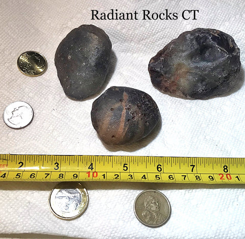 Botswana banded agates 17 oz (480 grams) 3 lapidary nodules - radiantrocksct