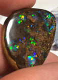 Koroit Boulder Opal freeform Cabochon bright blue green and orange fire 17.5 carats - radiantrocksct