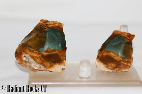 Morrisonite Picture Porcelain Jasper Cabochon faced rough pair 2.4 oz (70 grams) - radiantrocksct