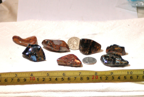 Namibian Red/Blue/Gold Pietersite polished tumble - 7 pieces 5.3 ounces - radiantrocksct