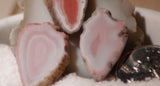 Australian Queensland agate 3 small slabs 14 grams pink red white great banding - radiantrocksct