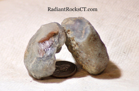 Botswana banded agates 5.6 oz (160 grams) 2 lapidary nodules with windows - radiantrocksct