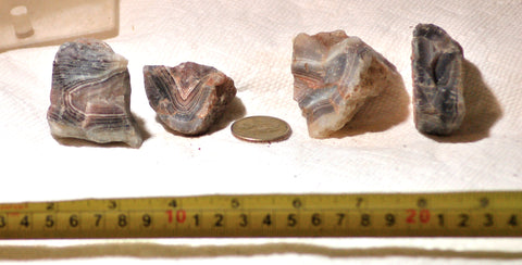 Botswana banded agates 9.4 oz (265 grams) 4 pieces deep red and purple - radiantrocksct