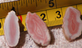 Australian Queensland agate slabs  (4) 12 gms (0.4 oz) pink red white great banding - radiantrocksct